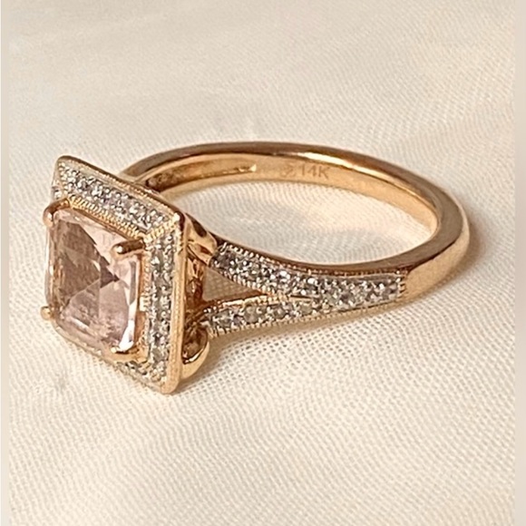 Morganite & Diamond 14K Rose Gold Ring - Picture 11 of 13